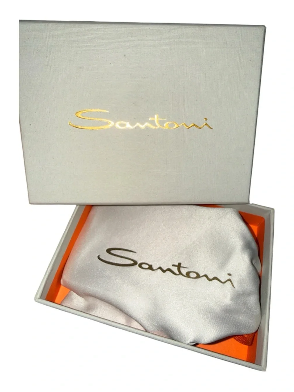 Santoni Black Leather Slim Card Holder